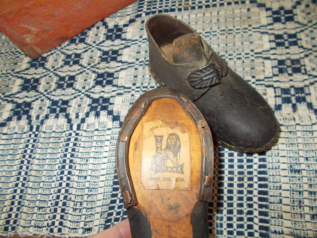 EARLY WHIMPSEY WOOD & LEATHER SHOES LABELED