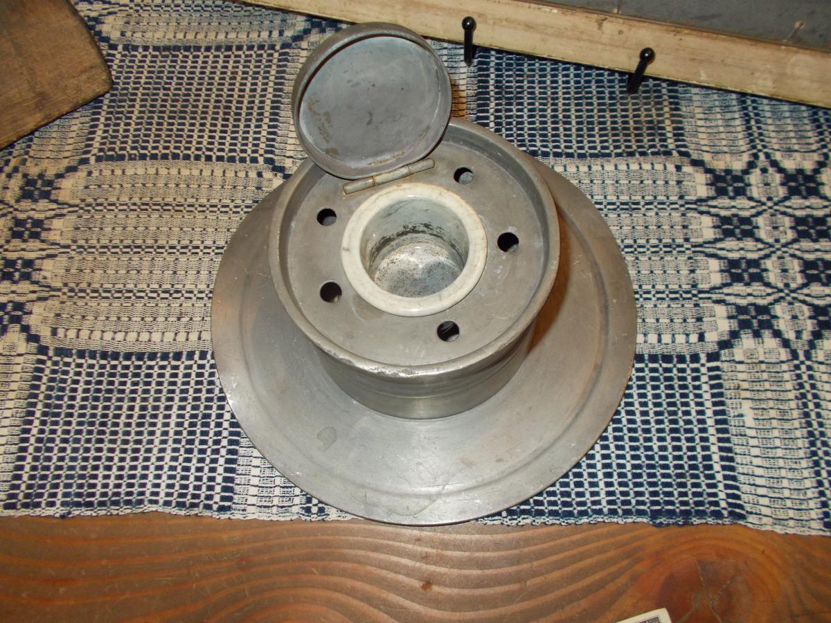 LARGE PEWTER INKWELL