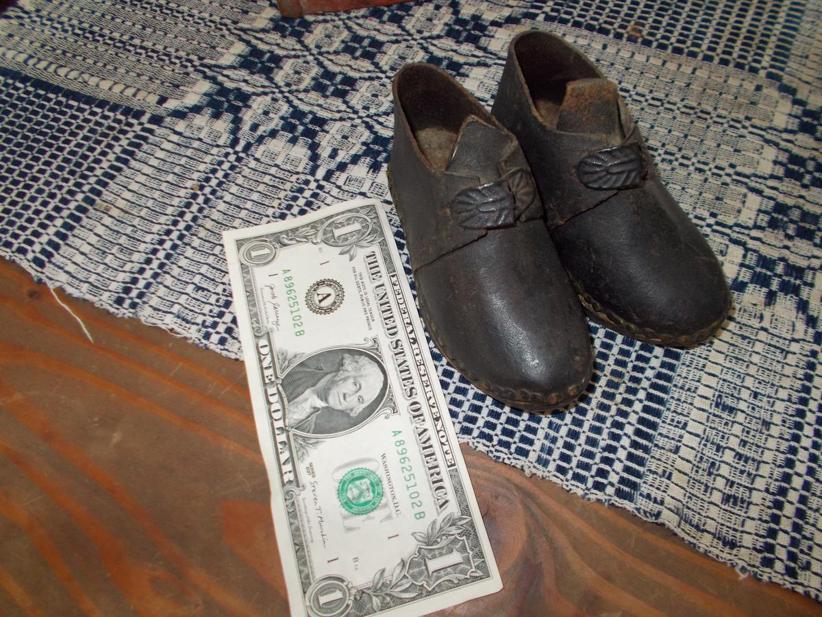 EARLY WHIMPSEY WOOD & LEATHER SHOES LABELED