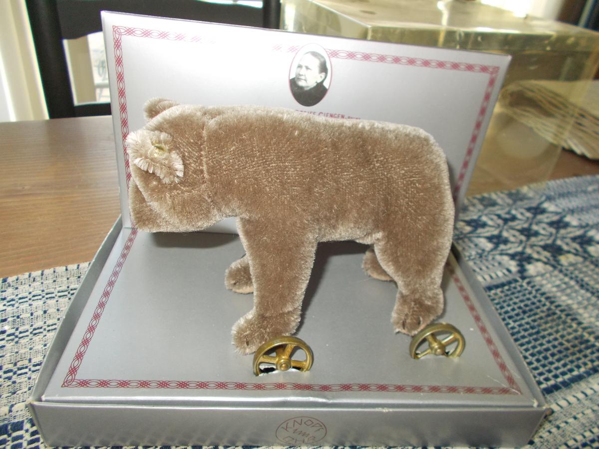 STEIFF BEAR ON WHEELS IN ORIG.. BOX