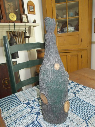 BARK COVERED GLASS BOTTLE