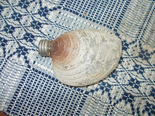 RARE SHELL-SHAPED GLASS FLASK