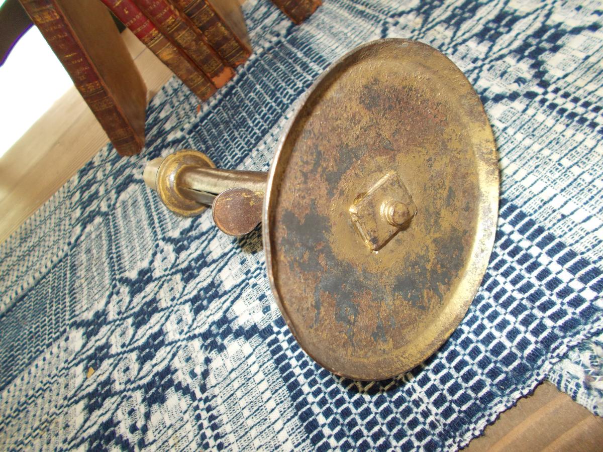 SIGNED METAL HOGSCRAPER WITH GOLD PAINT