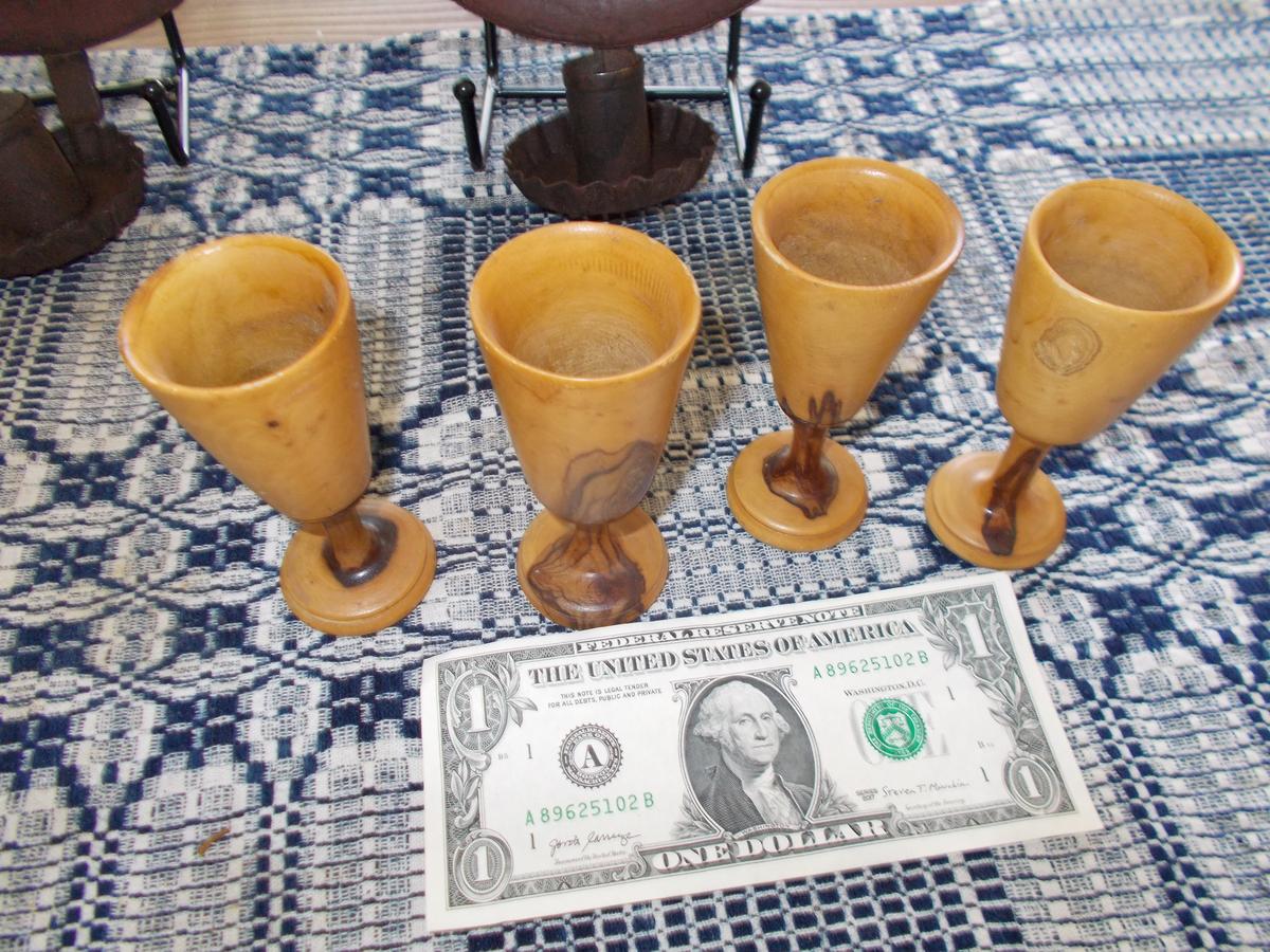 FOUR TREEN FOOTED DEMITASSE CUPS