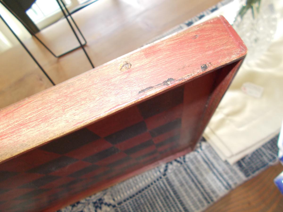 EARLY GAMEBOARD WITH RED & BLACK PAINT