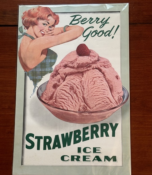 5 Vintage 1950s Paper Ice Cream Signs