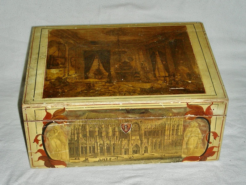 Schoolgirl or Dresser Box w/Decoupage Pictures