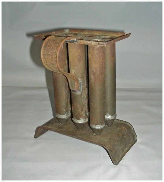 19th C. 6-Tube Miniature Candle Mold w/Arched Base