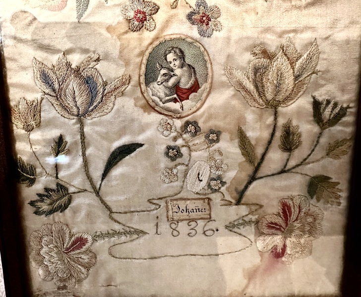 Small Needlework on Silk Dated 1836