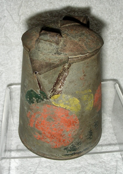 Decorated Tole (Tin) Syrup Pitcher