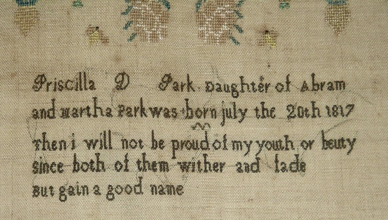 2 Samplers by Girls Named Park 1 Frame c1825