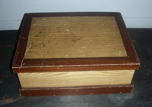 Document Box w/ Mustard/Brown Grain Paint