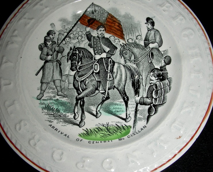 Kid's Civil War ABC Plate: General McClellan c1865
