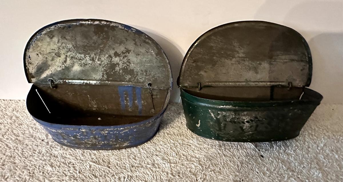 2 Painted Toleware (Tin) Match Safes