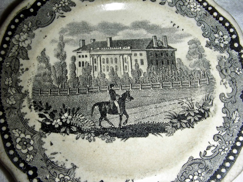 American Hist. Staffordshire Cup Plate: Harvard
