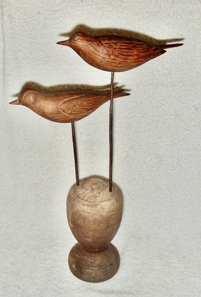 2 Carved Birds on Finial