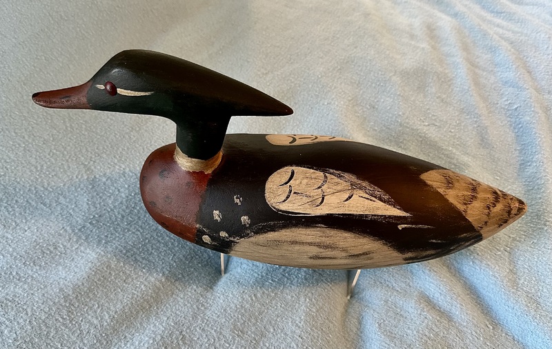 Signed Contemporary Merganser Decoy in Paint