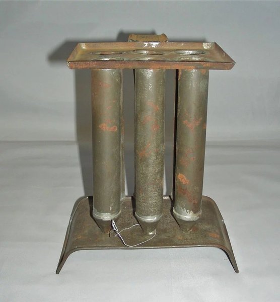 19th C. 6-Tube Miniature Candle Mold w/Arched Base