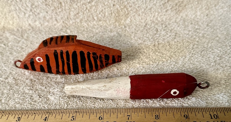 Painted Fishing Lure & Bobber Signed T Brown