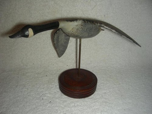 Miniature Carved Flying Canada Goose