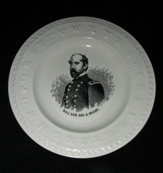 2 Kids' ABC Plates w/ Civil War Generals, c.1865