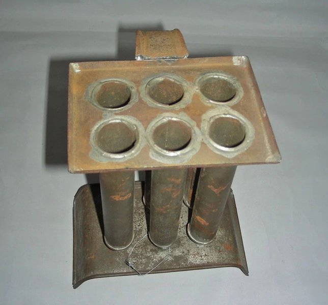 19th C. 6-Tube Miniature Candle Mold w/Arched Base
