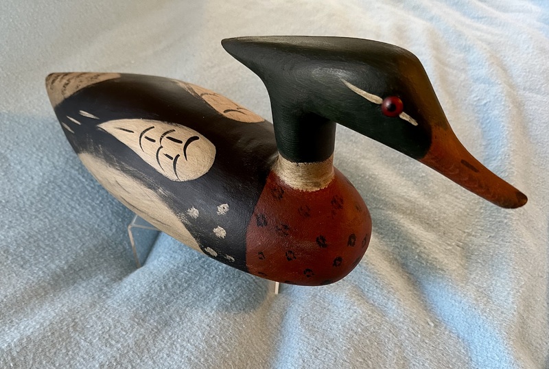 Signed Contemporary Merganser Decoy in Paint
