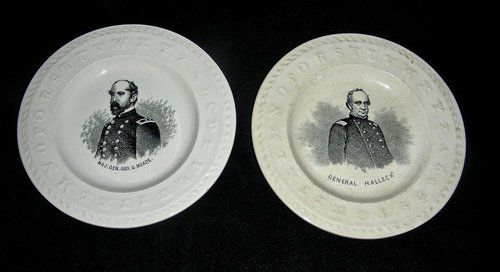 2 Kids' ABC Plates w/ Civil War Generals, c.1865