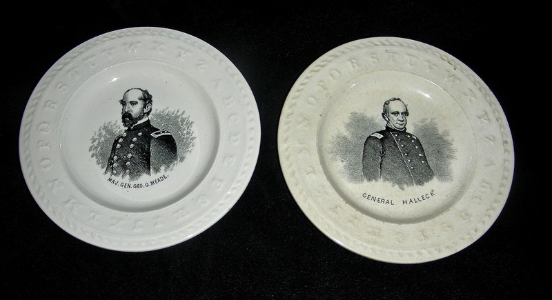 2 Kids' ABC Plates w/ Civil War Generals, c.1865