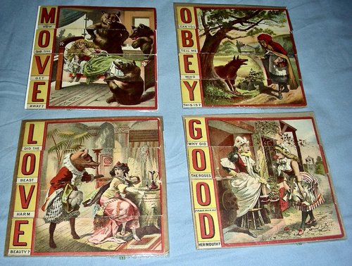 7 Moralistic Slice Puzzles Late 19th C