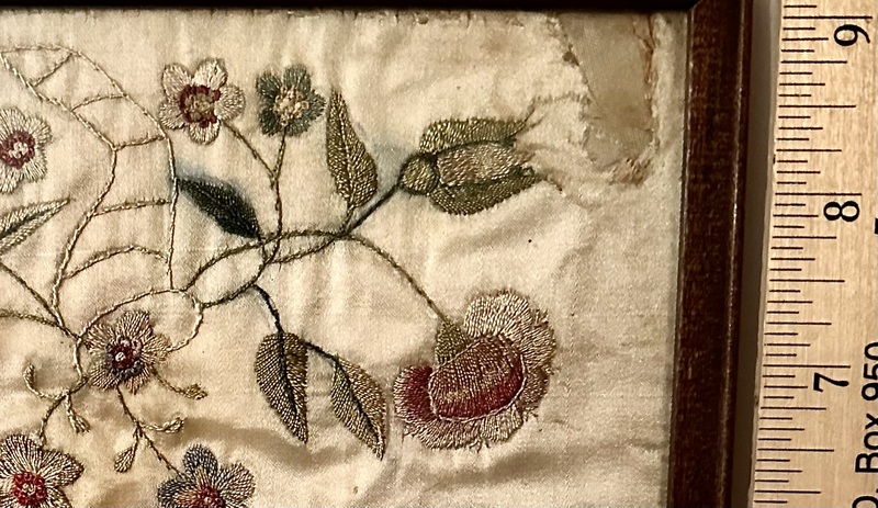 Small Needlework on Silk Dated 1836