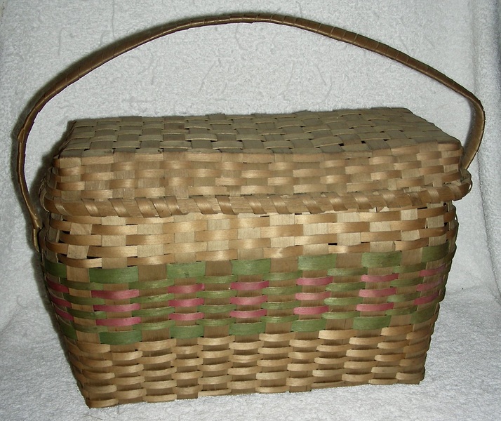 Native American Picnic or Sewing Basket w/Lid