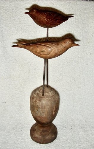 2 Carved Birds on Finial