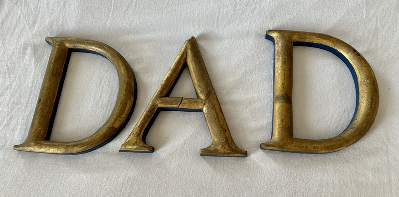 3 Gilded Wooden Letters D A D