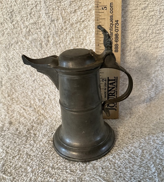 Small 18th C. Pewter Holy Water Jug