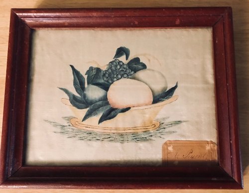 Schoolgirl Watercolor Theorem on Silk, c.1840