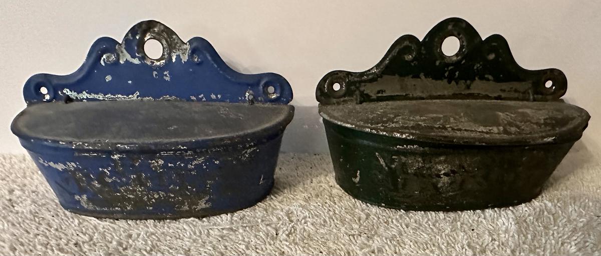 2 Painted Toleware (Tin) Match Safes