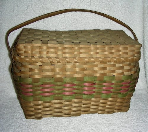 Native American Picnic or Sewing Basket w/Lid