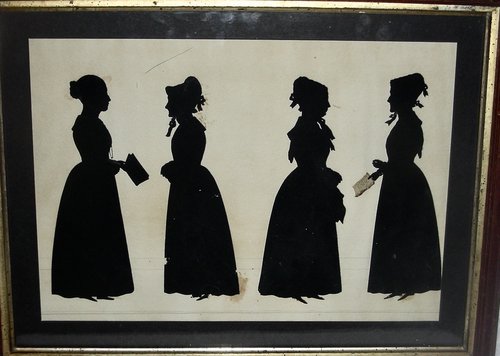 Cut Silhouette of 4 Standing Women c.1840
