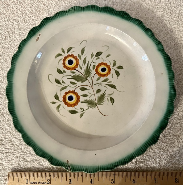 2 Shell Edge (Leeds) 8” Plates Floral Centers