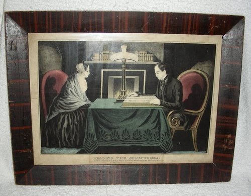 19th C Grain Painted Frame w/ Currier Print