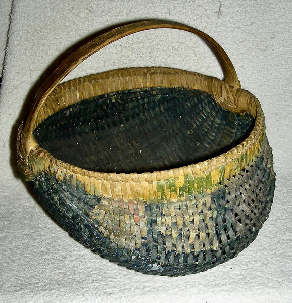10” Early Painted 2-Color Buttocks Basket