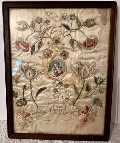 Small Needlework on Silk Dated 1836