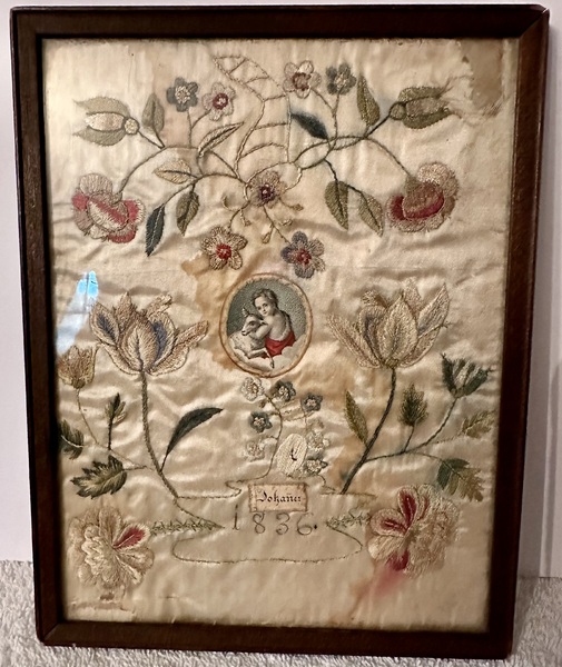Small Needlework on Silk Dated 1836