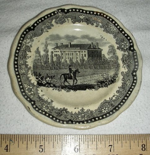 American Hist. Staffordshire Cup Plate: Harvard