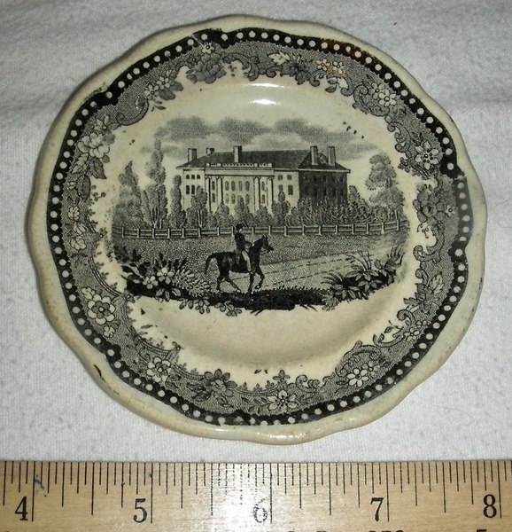 American Hist. Staffordshire Cup Plate: Harvard
