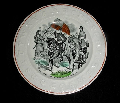 Kid's Civil War ABC Plate: General McClellan c1865