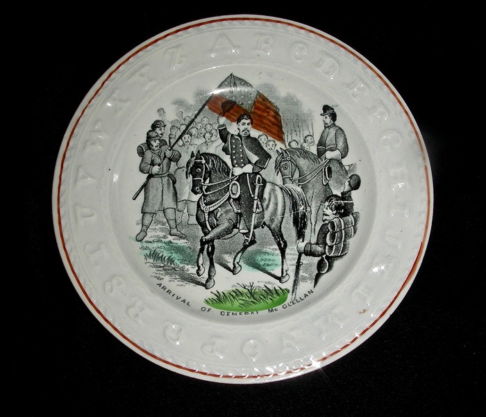 Kid's Civil War ABC Plate: General McClellan c1865