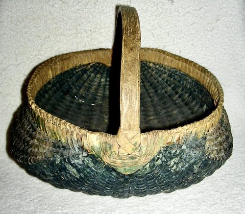 10” Early Painted 2-Color Buttocks Basket