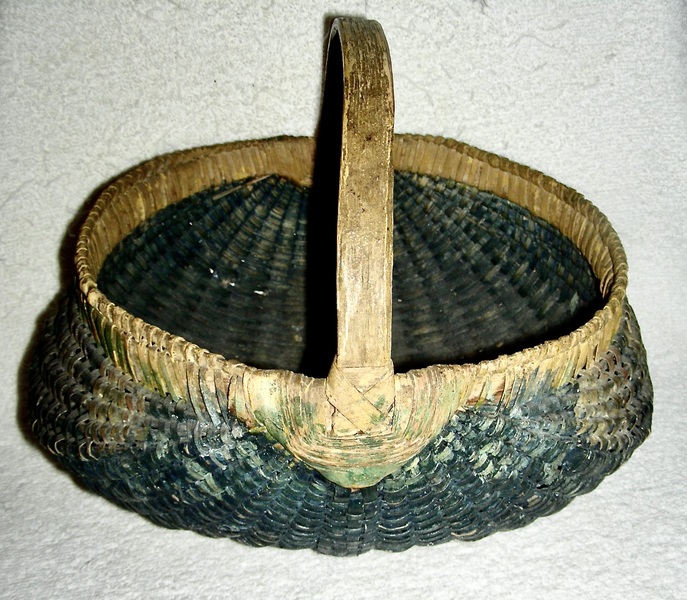 10” Early Painted 2-Color Buttocks Basket